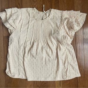 Anthropologie ruffle sleeve pin tuck blouse